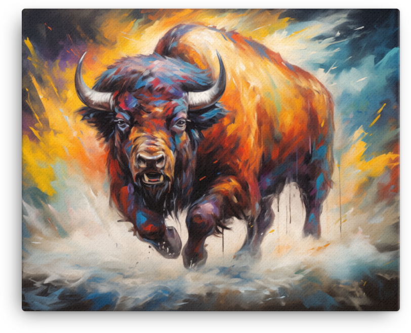Blazing Trail Bison Canvas Wall Art