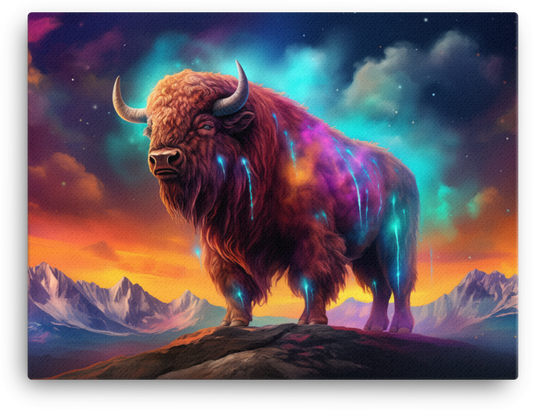 Celestial Bison Dreamscape Canvas Wall Art