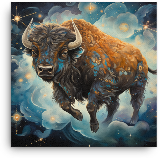 Celestial Dreams Bison Canvas Wall Art