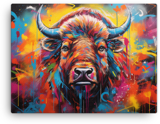 Cosmic Colorburst Bison Canvas Wall Art