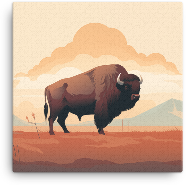 Desert Dusk Bison Canvas Wall Art