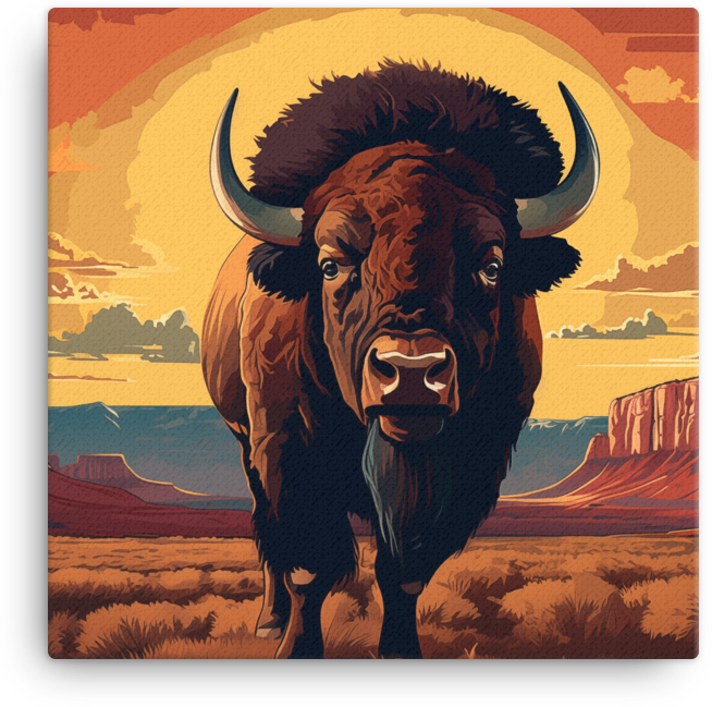 Desert Dusk Bison Canvas Wall Art