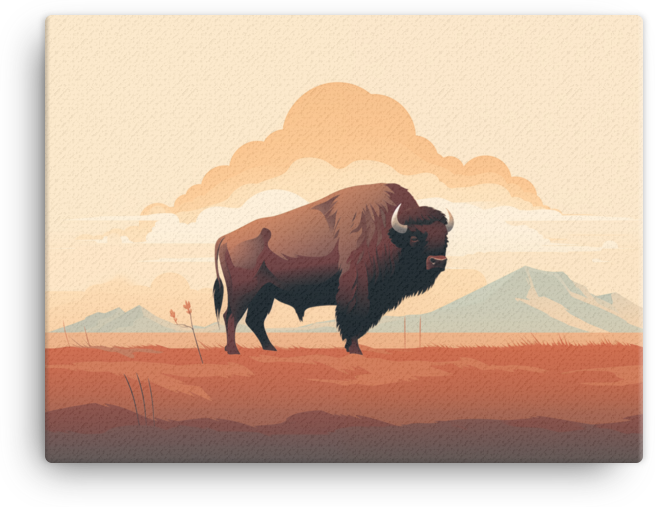 Desert Dusk Bison Canvas Wall Art