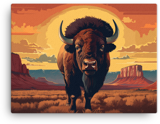 Desert Dusk Bison Canvas Wall Art