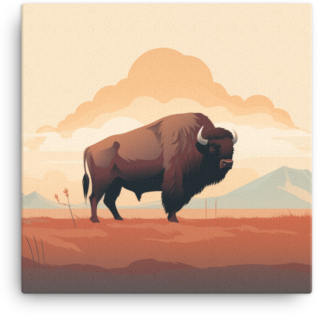 Desert Dusk Bison Canvas Wall Art