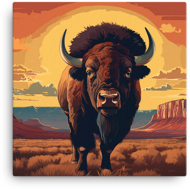 Desert Dusk Bison Canvas Wall Art