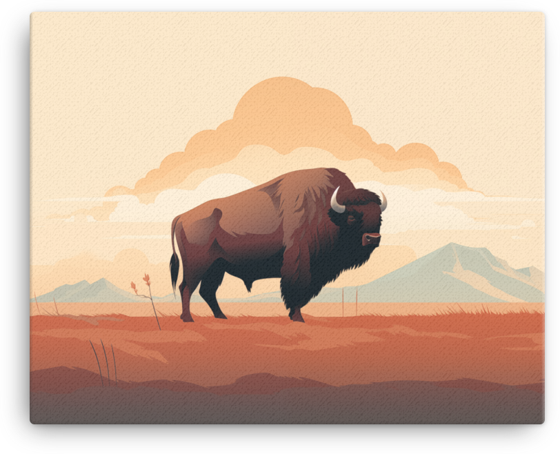 Desert Dusk Bison Canvas Wall Art