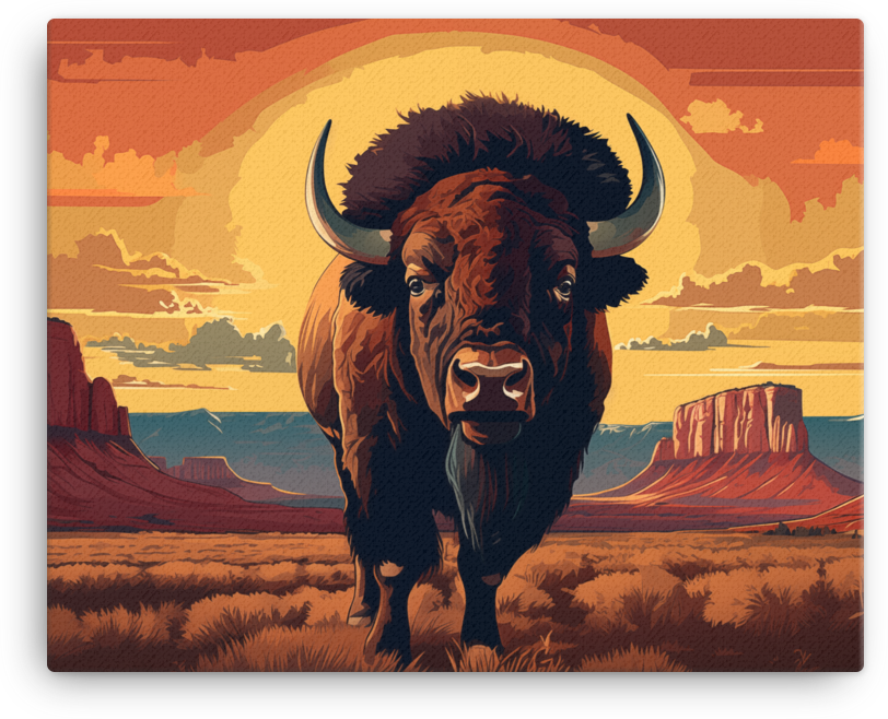 Desert Dusk Bison Canvas Wall Art