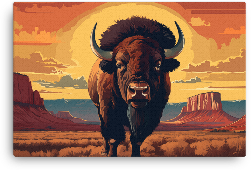 Desert Dusk Bison Canvas Wall Art