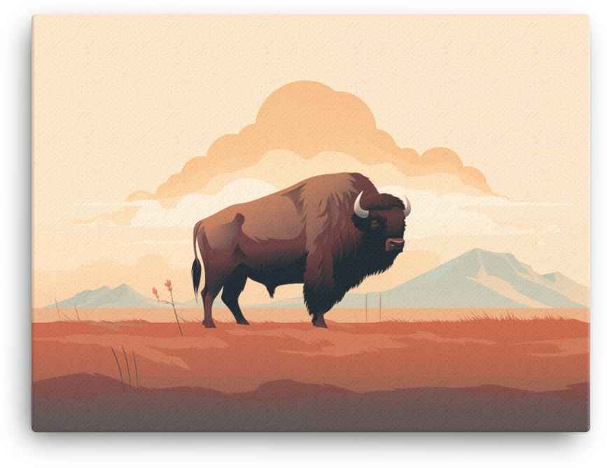 Desert Dusk Bison Canvas Wall Art
