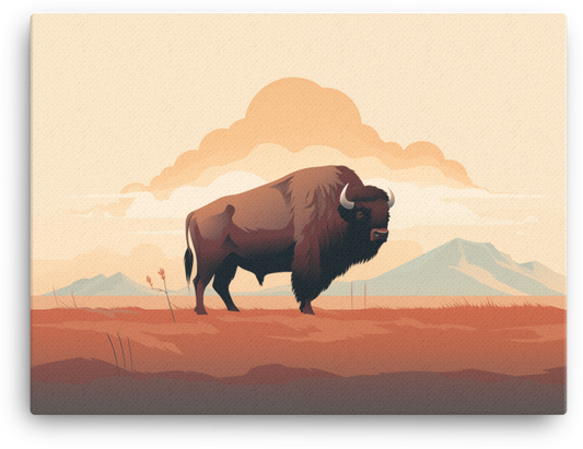 Desert Dusk Bison Canvas Wall Art