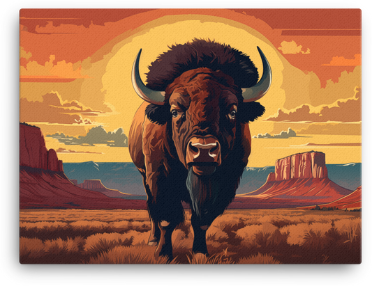 Desert Dusk Bison Canvas Wall Art