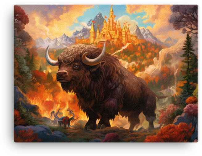 Enchanted Forest Bison Canvas Wall Art