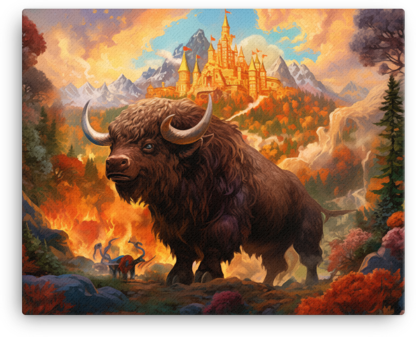 Enchanted Forest Bison Canvas Wall Art