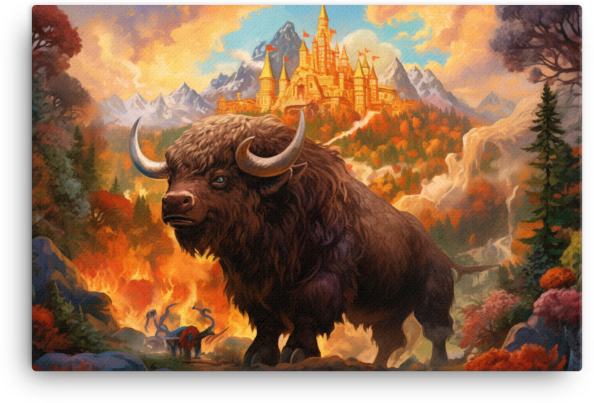 Enchanted Forest Bison Canvas Wall Art