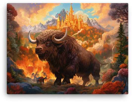 Enchanted Forest Bison Canvas Wall Art