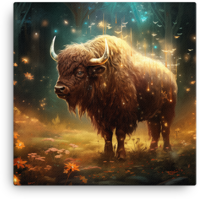 Enchanted Forest Bison Magic Canvas Wall Art