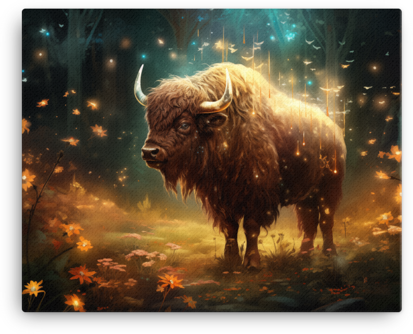 Enchanted Forest Bison Magic Canvas Wall Art