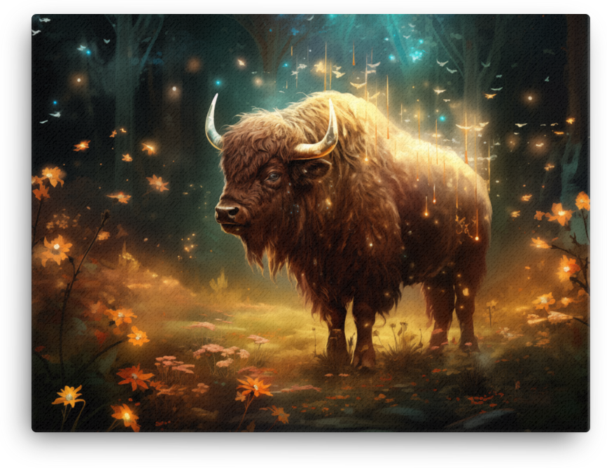 Enchanted Forest Bison Magic Canvas Wall Art