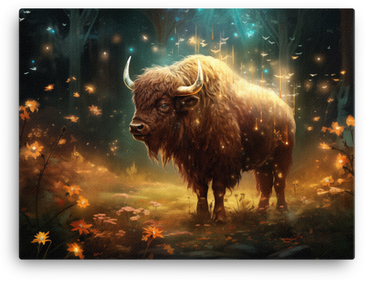 Enchanted Forest Bison Magic Canvas Wall Art