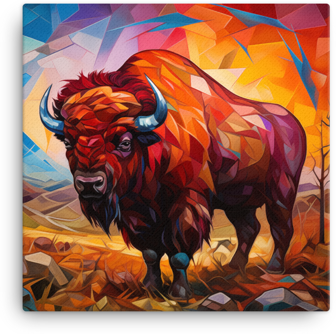 Geometric Wilderness Bison Canvas Wall Art