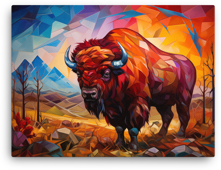 Geometric Wilderness Bison Canvas Wall Art