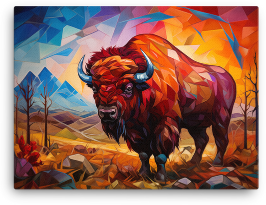 Geometric Wilderness Bison Canvas Wall Art