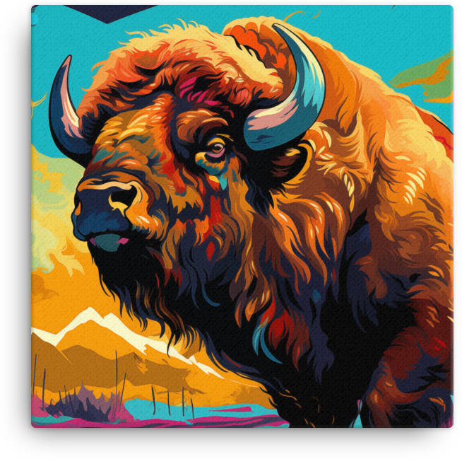 Highland Gaze Bison Canvas Wall Art