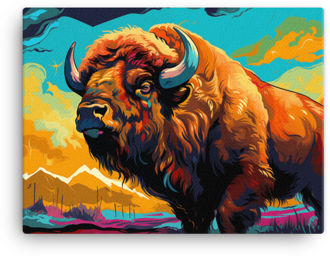Highland Gaze Bison Canvas Wall Art