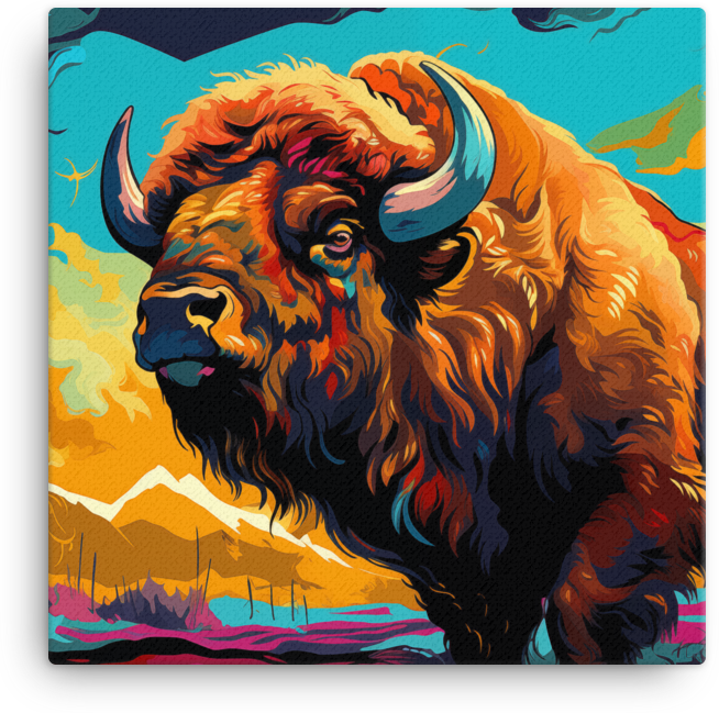 Highland Gaze Bison Canvas Wall Art