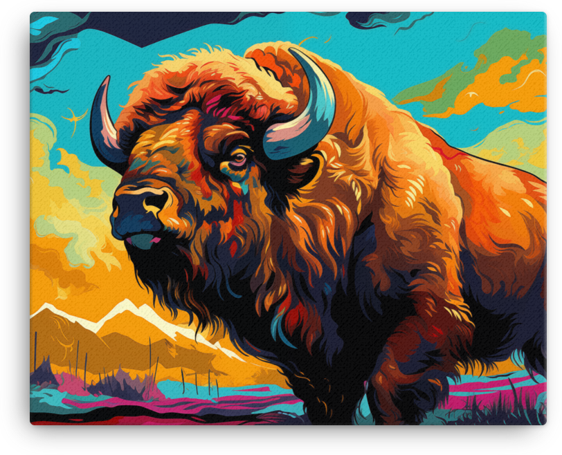 Highland Gaze Bison Canvas Wall Art