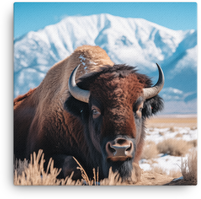 Mountain Solitude Bison Canvas Wall Art