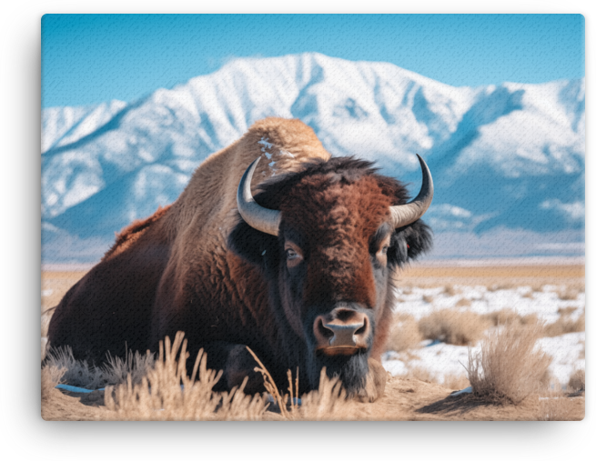 Mountain Solitude Bison Canvas Wall Art