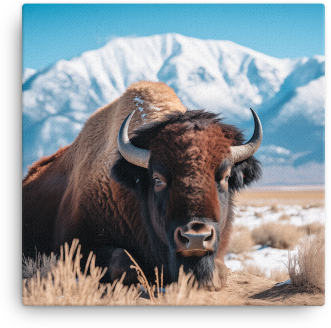 Mountain Solitude Bison Canvas Wall Art
