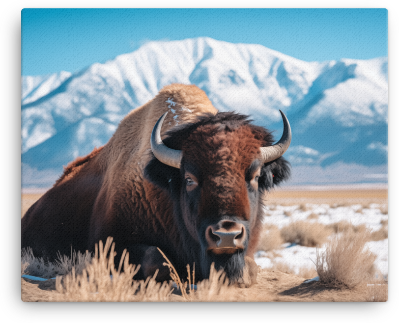 Mountain Solitude Bison Canvas Wall Art