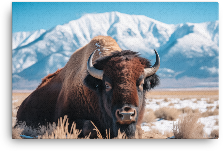 Mountain Solitude Bison Canvas Wall Art