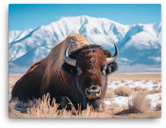 Mountain Solitude Bison Canvas Wall Art