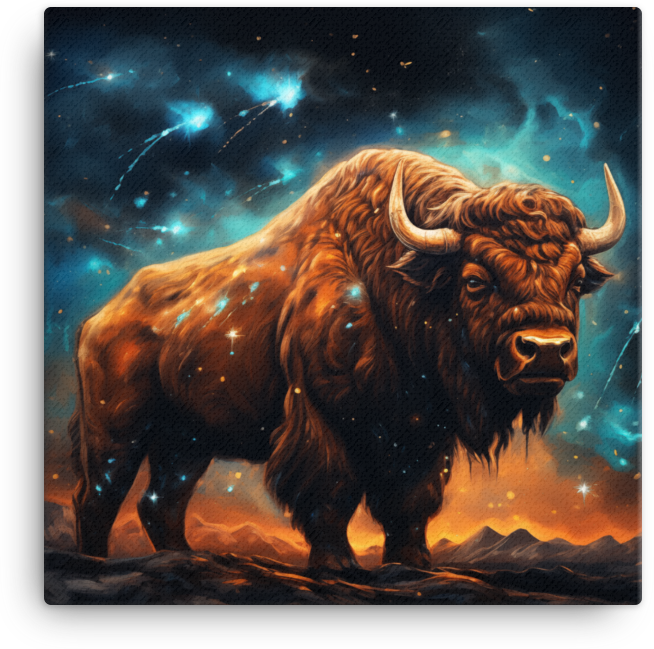 Starry Night Bison Majesty Canvas Wall Art