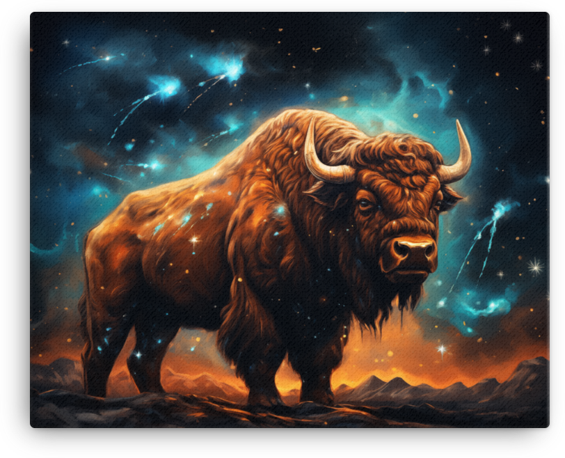 Starry Night Bison Majesty Canvas Wall Art