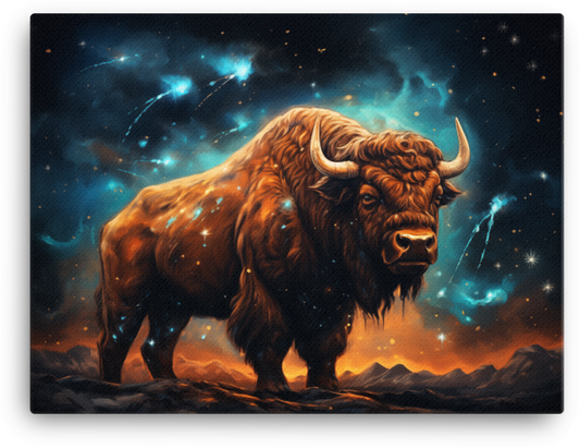 Starry Night Bison Majesty Canvas Wall Art