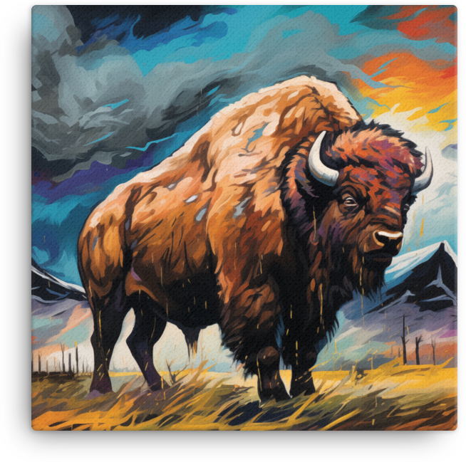 Stormy Skies Bison Canvas Wall Art