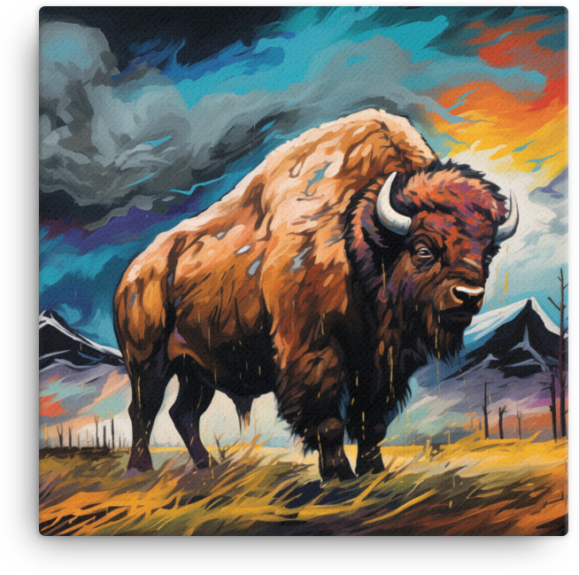 Stormy Skies Bison Canvas Wall Art