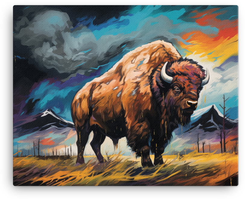 Stormy Skies Bison Canvas Wall Art