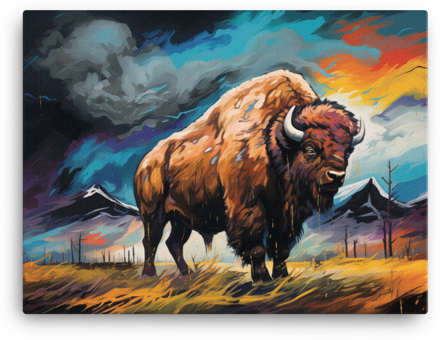 Stormy Skies Bison Canvas Wall Art