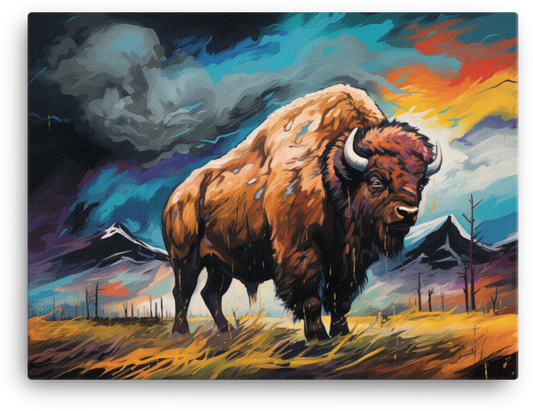 Stormy Skies Bison Canvas Wall Art