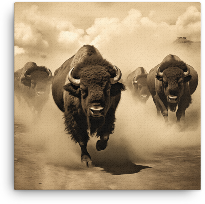 Thundering Herd Bison Canvas Wall Art