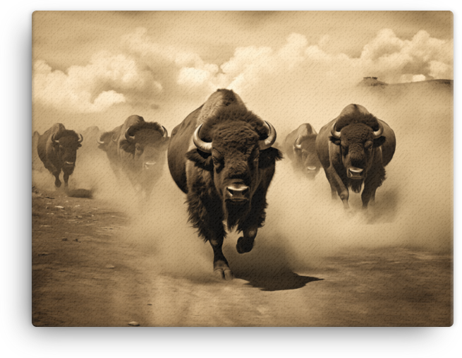 Thundering Herd Bison Canvas Wall Art