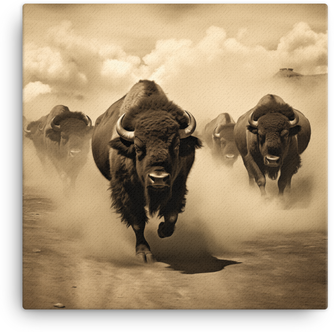 Thundering Herd Bison Canvas Wall Art