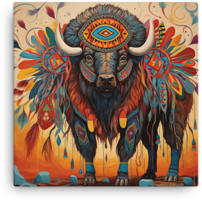 Tribal Spirit Bison Canvas Wall Art
