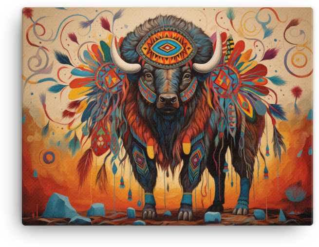 Tribal Spirit Bison Canvas Wall Art